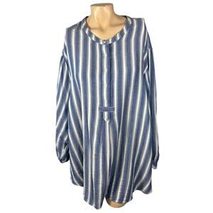 GUC Old Navy Striped Button Front Tunic Blue White Size 4X